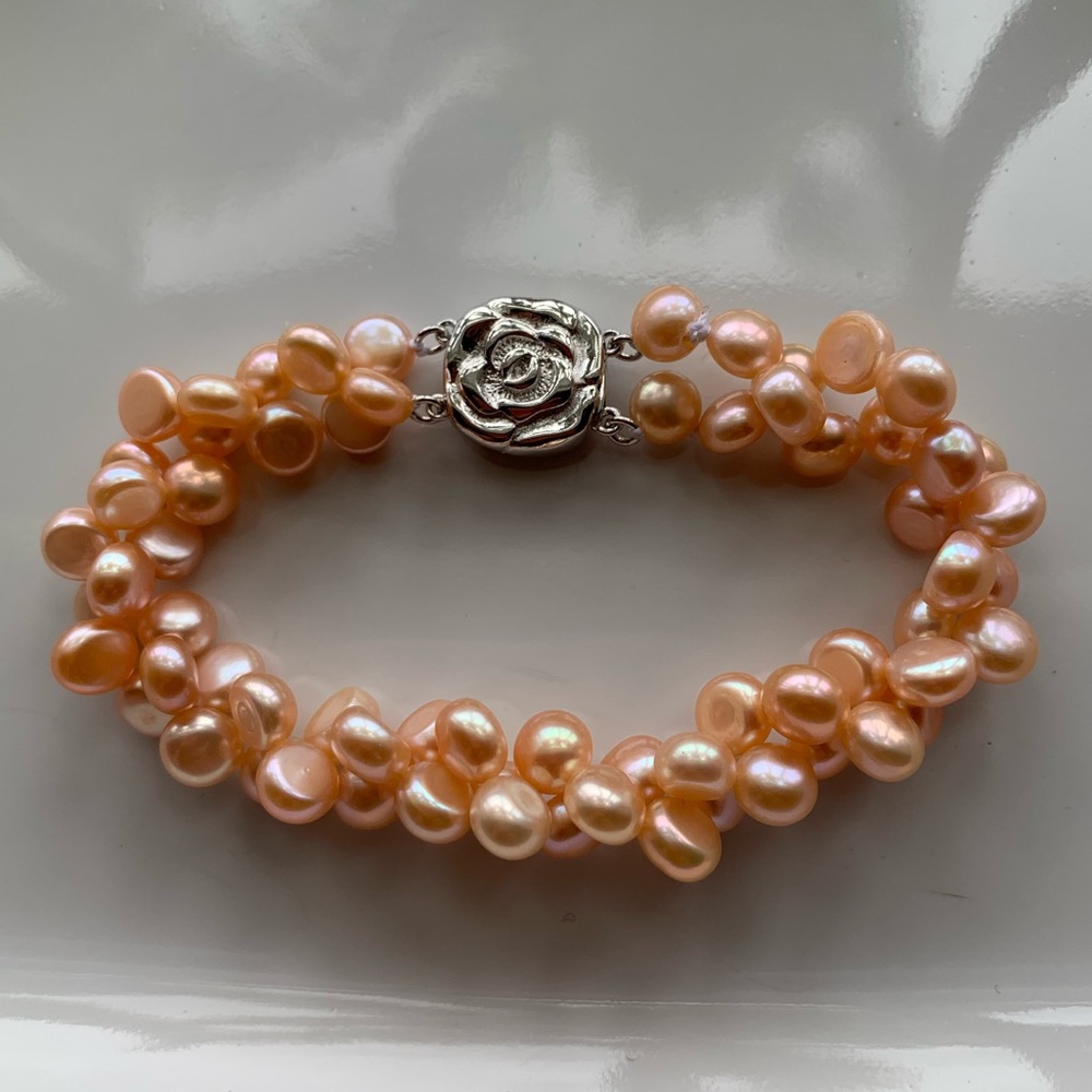 NEW🌺Pink Freshwater Twisted Pearl Bracelet - Picture 1 of 8